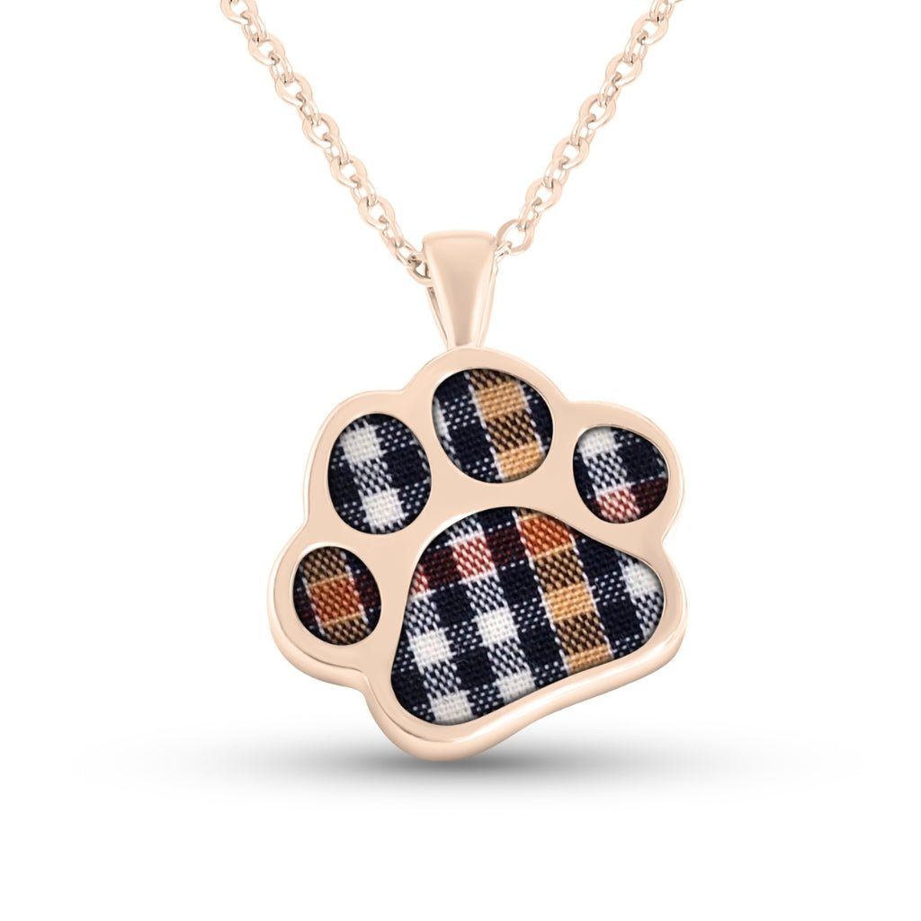 Rose Gold Fabric Keepsake Pawprint Necklace - MemoriesMade