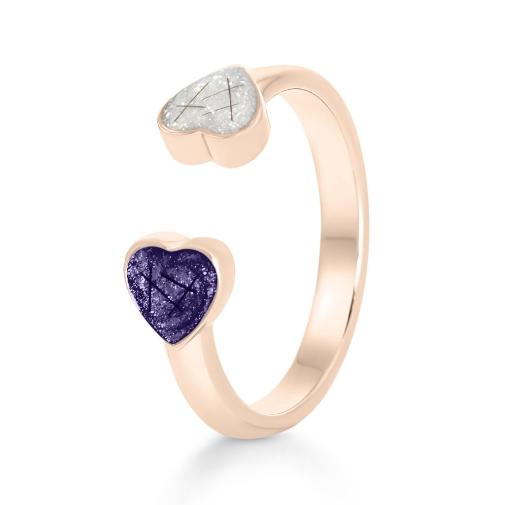 Rose Gold Hair Keepsake Dual Heart Adjustable Ring - MemoriesMade