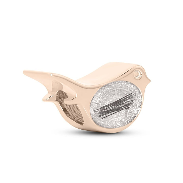 Rose Gold Hair Keepsake Robin Charm - MemoriesMade