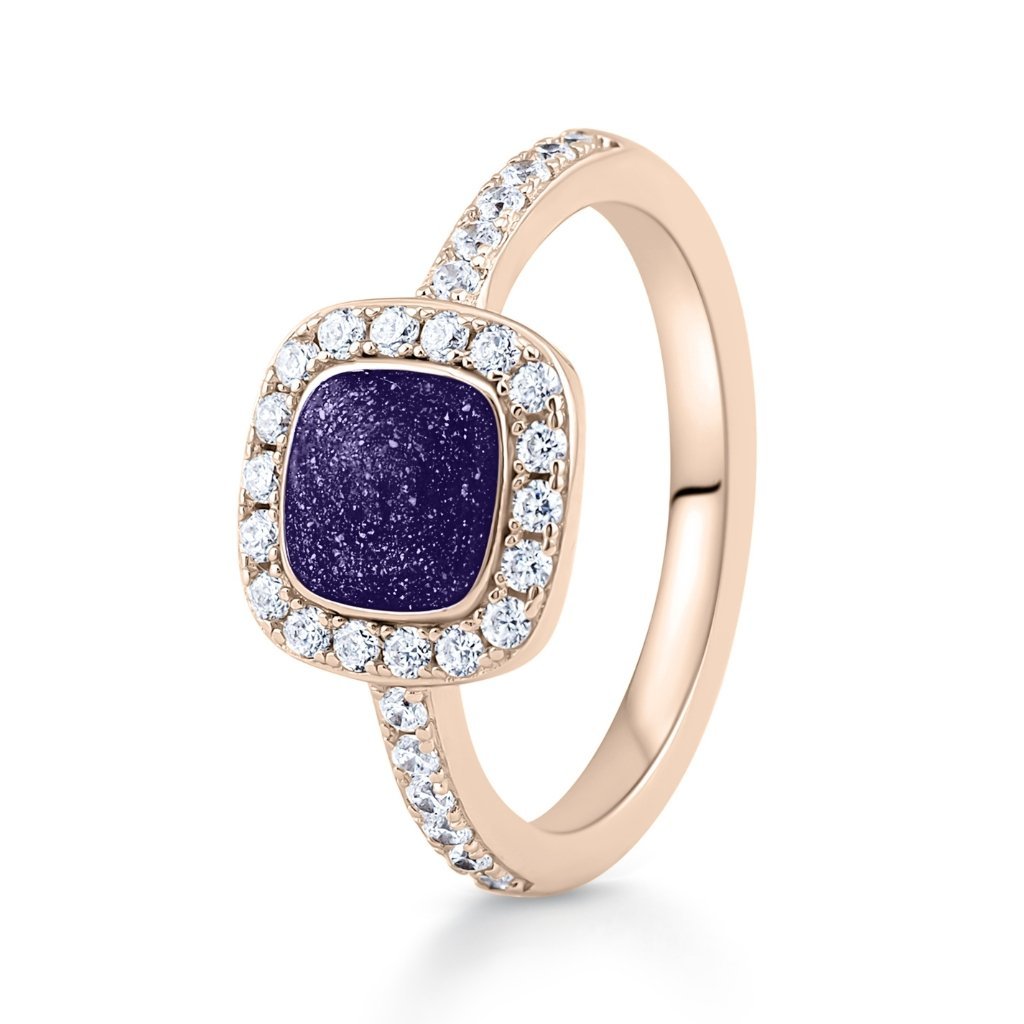 Rose Gold Halo Cushion Ashes Ring - MemoriesMade