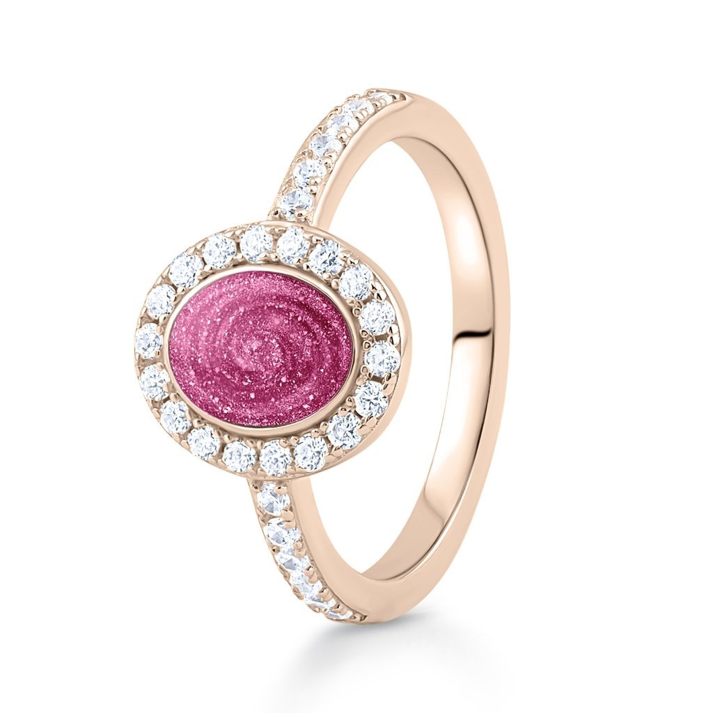 Rose Gold Halo Oval Ashes Ring - MemoriesMade