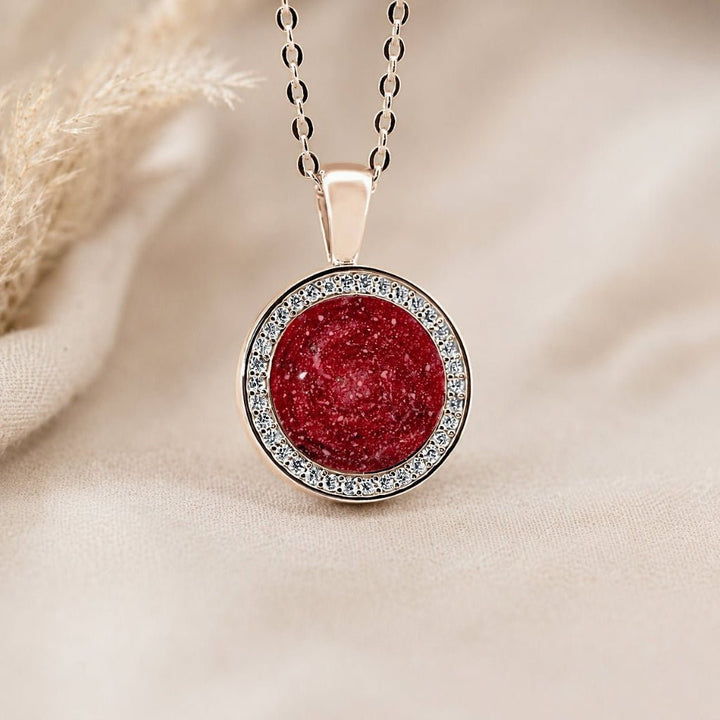 Rose Gold Halo Tribute Ashes Necklace - MemoriesMade