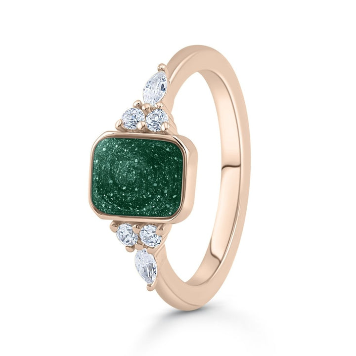 Rose Gold Harmony Emerald Ashes Ring - MemoriesMade