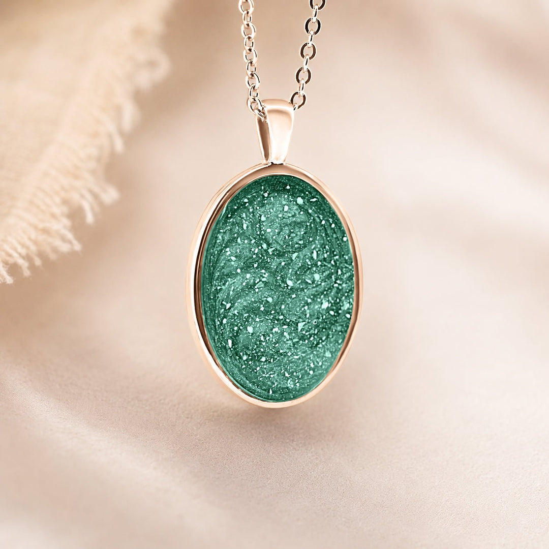 Rose Gold Oval Ashes Necklace - MemoriesMade