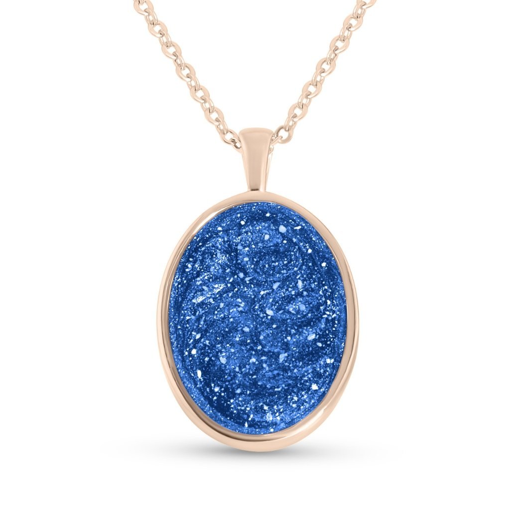 Rose Gold Oval Ashes Necklace - MemoriesMade