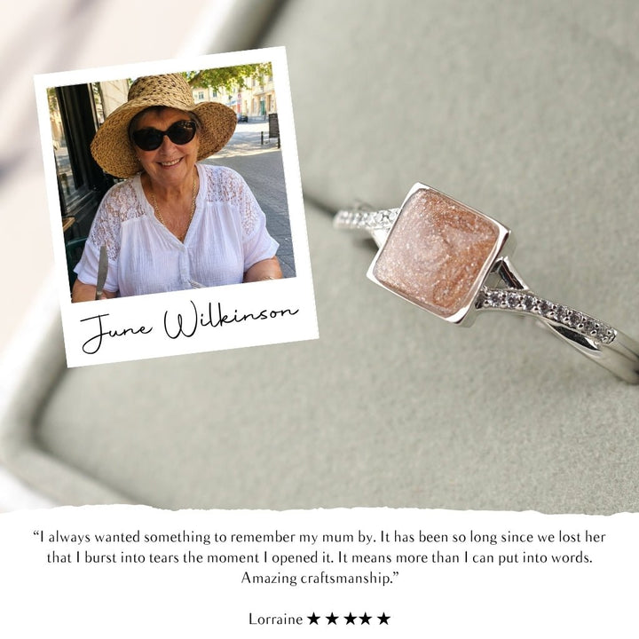 Rose Gold Serenity Cushion Ashes Ring - MemoriesMade