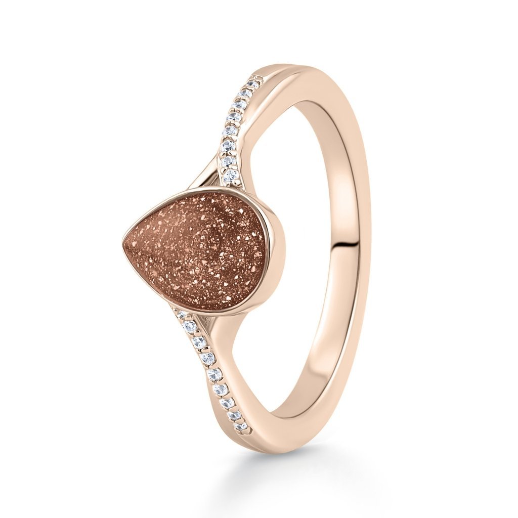Rose Gold Serenity Teardrop Ashes Ring - MemoriesMade