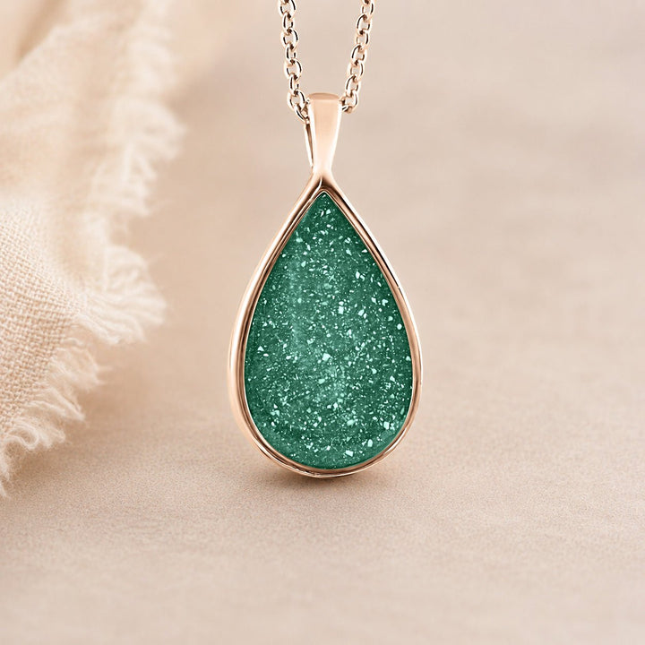 Rose Gold Teardrop Ashes Necklace - MemoriesMade