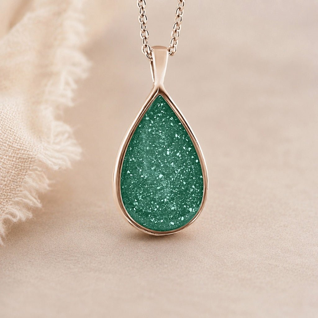 Rose Gold Teardrop Ashes Necklace - MemoriesMade