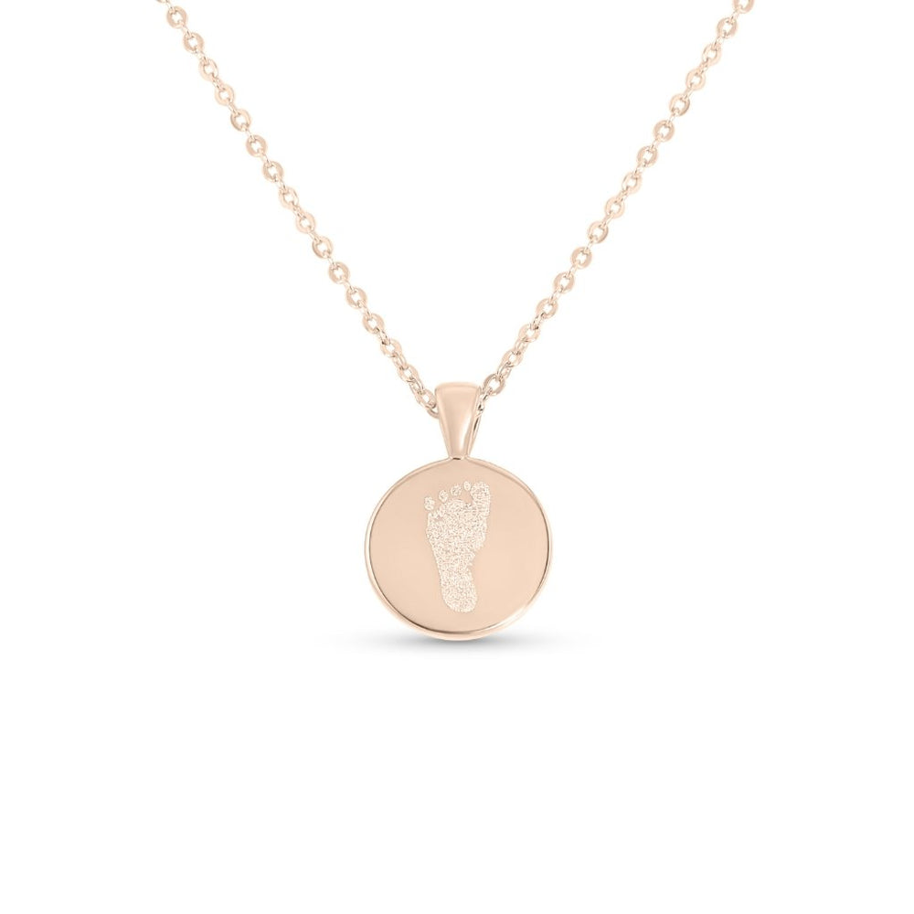 Small Round Handprint or Footprint Necklace - MemoriesMade