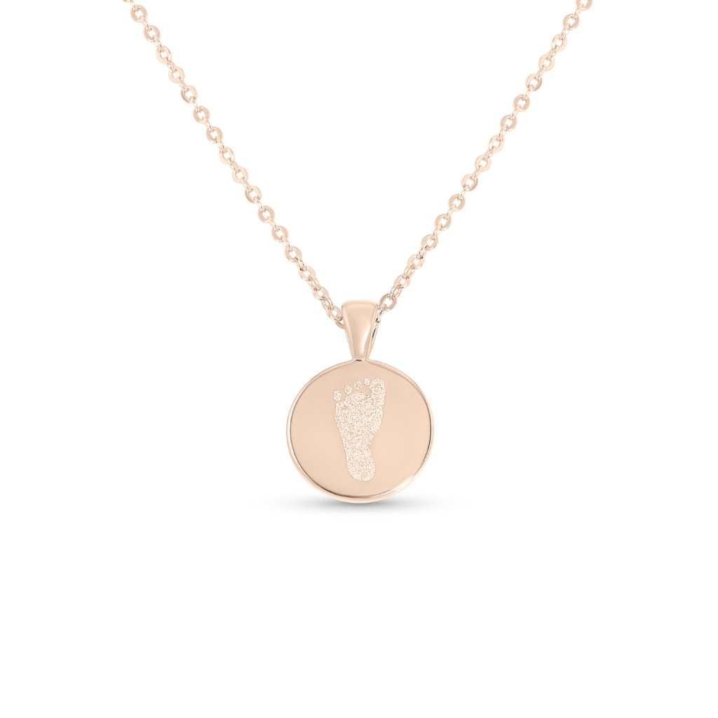 Small Round Handprint or Footprint Necklace - MemoriesMade