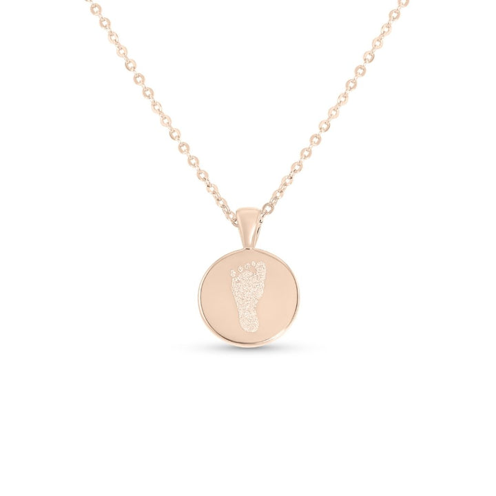 Small Round Handprint or Footprint Necklace - MemoriesMade