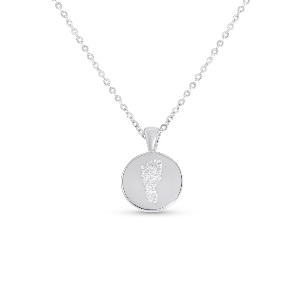 Small Round Handprint or Footprint Necklace - MemoriesMade