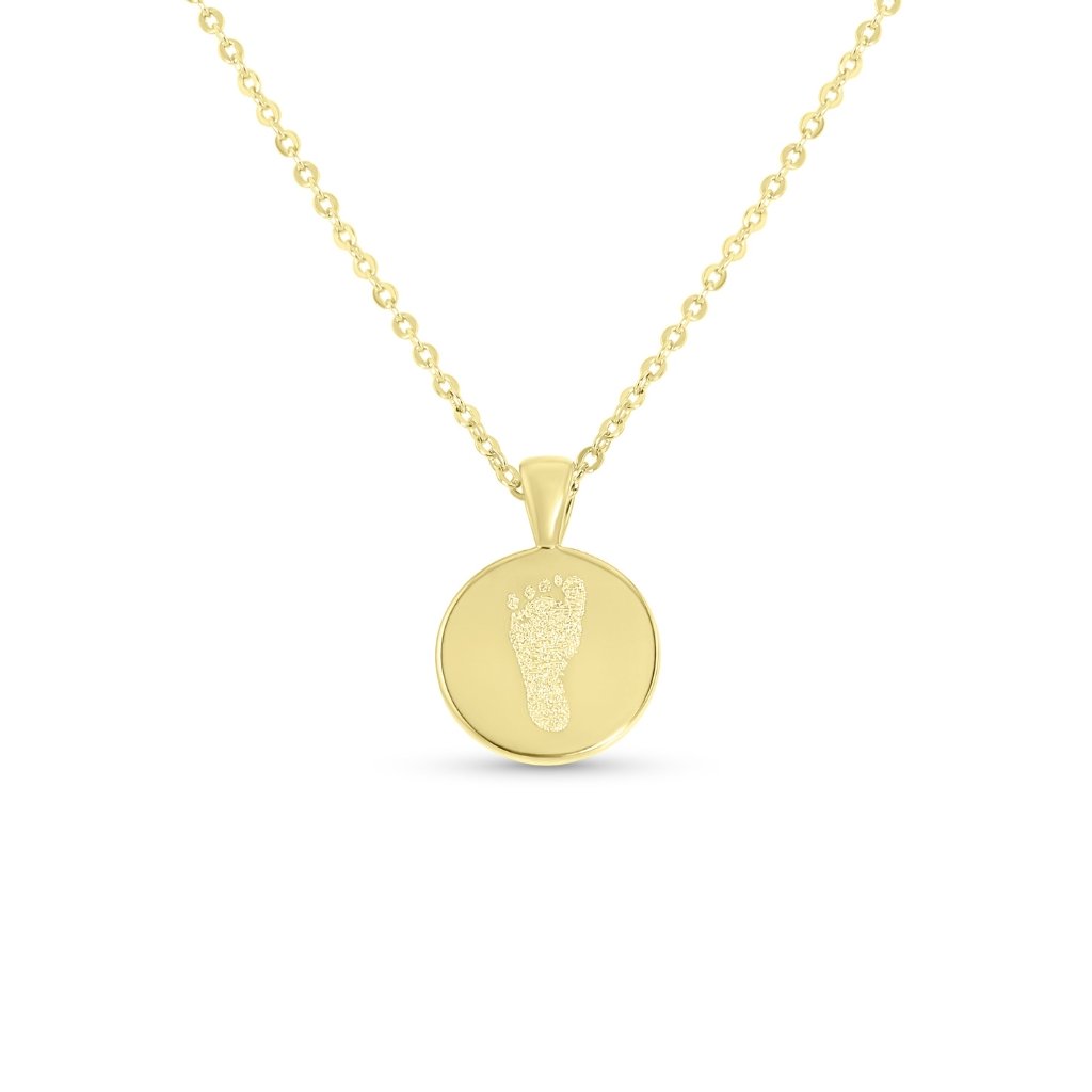 Small Round Handprint or Footprint Necklace - MemoriesMade