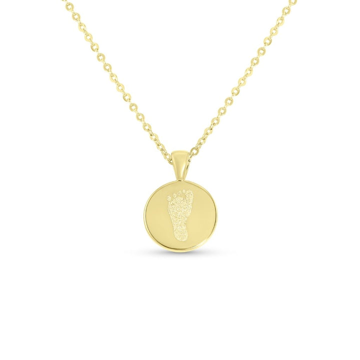 Small Round Handprint or Footprint Necklace - MemoriesMade