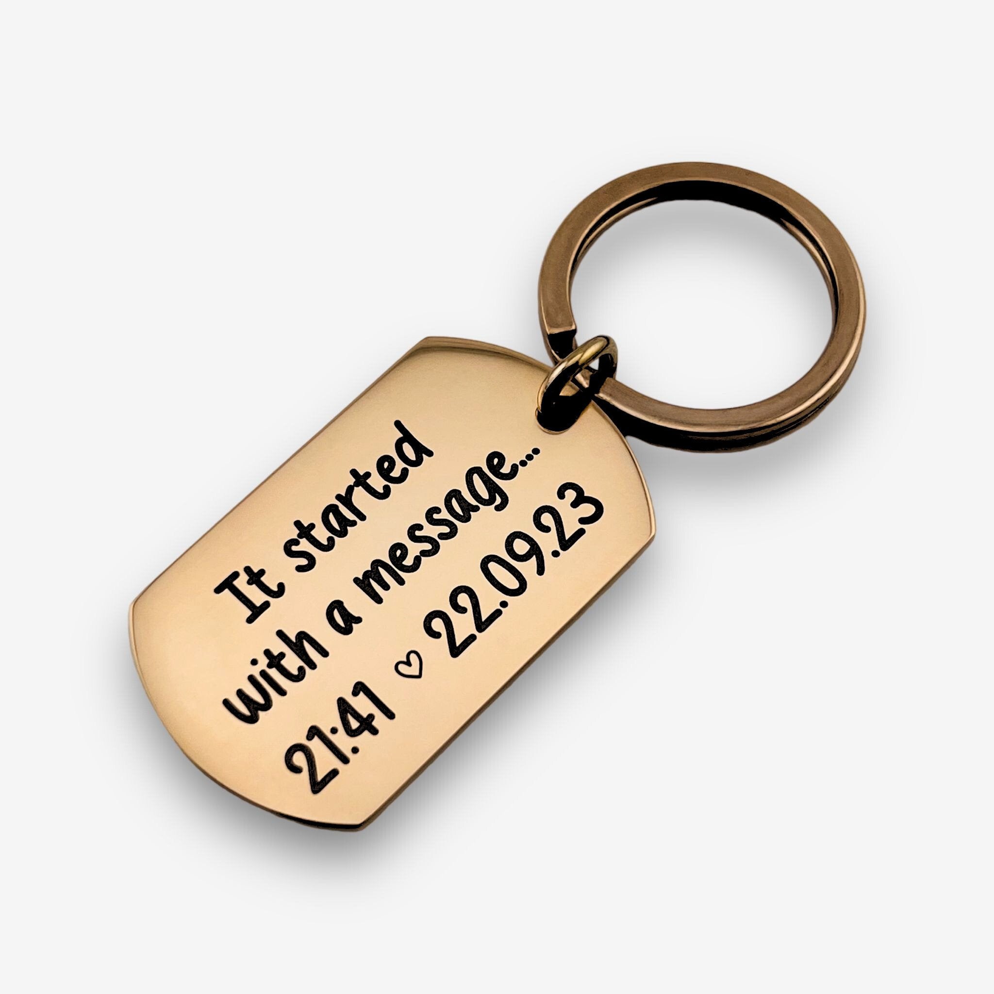 Started With a Message Flat Bar Keychain