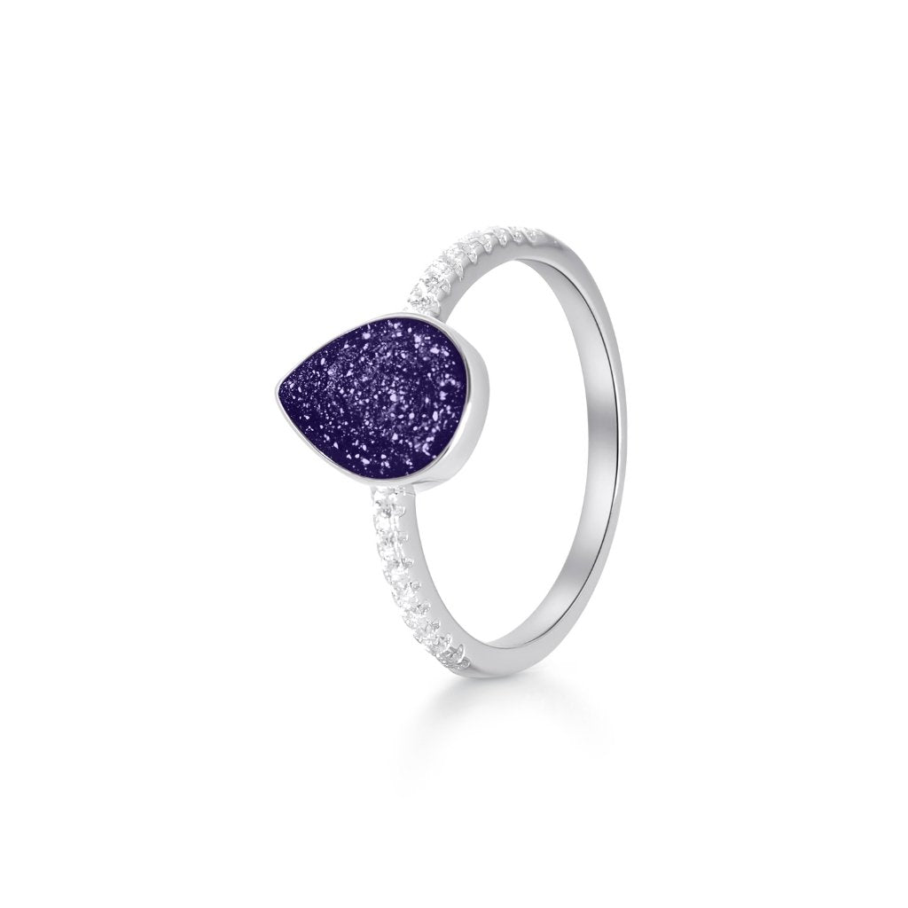 Teardrop Ashes Ring with Fine Crystals - MemoriesMade