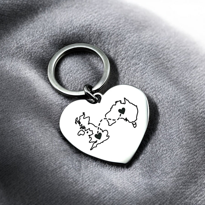 Two Homes Heart Keychain - MemoriesMade