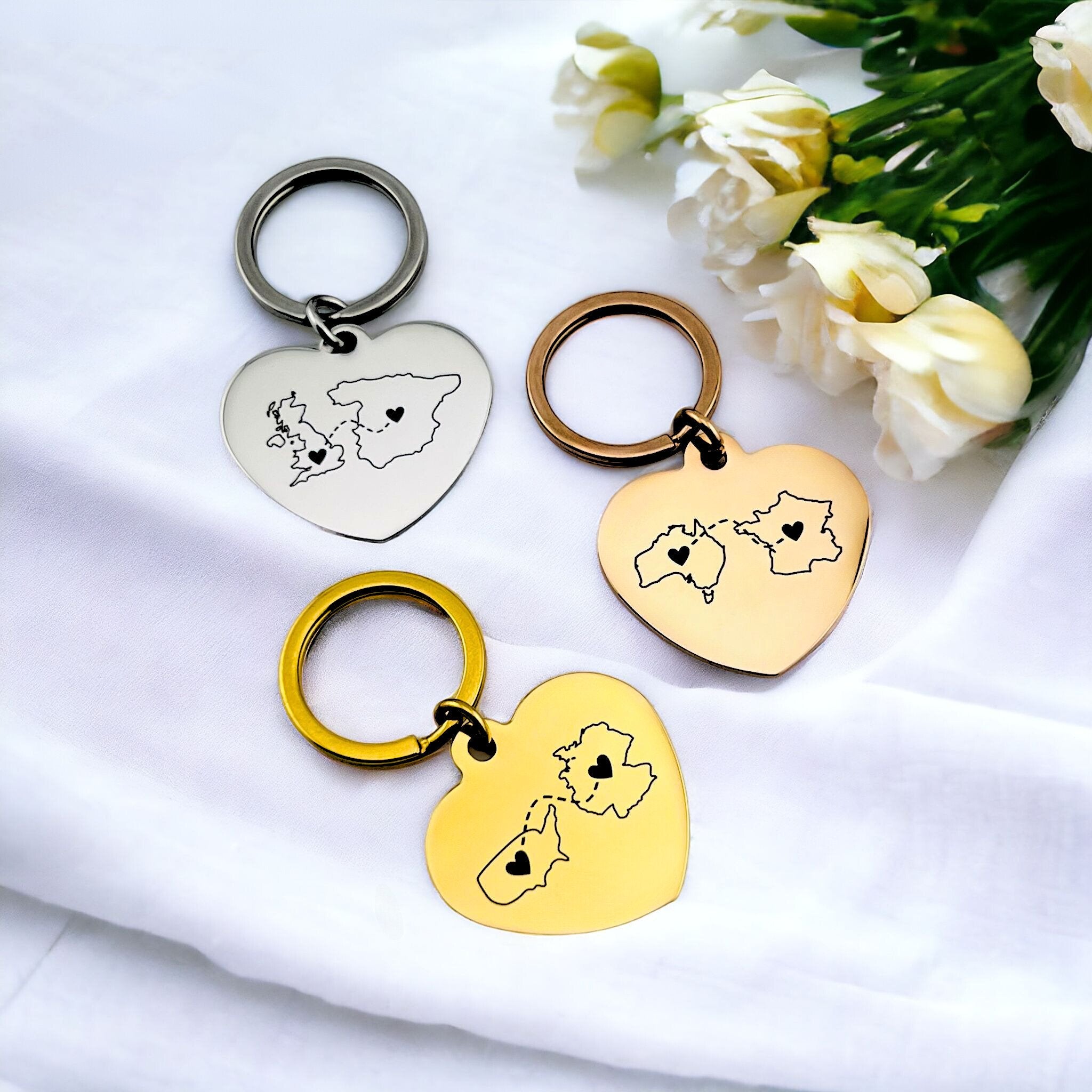 Two Homes Heart Keychain - MemoriesMade