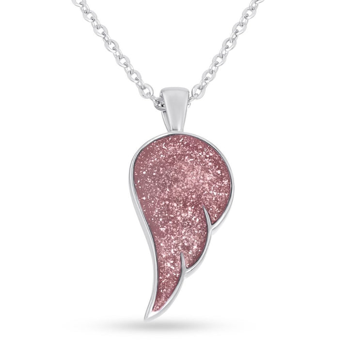 White Gold Angel Wing Ashes Necklace - MemoriesMade