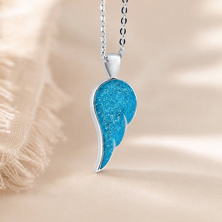 White Gold Angel Wing Ashes Necklace - MemoriesMade