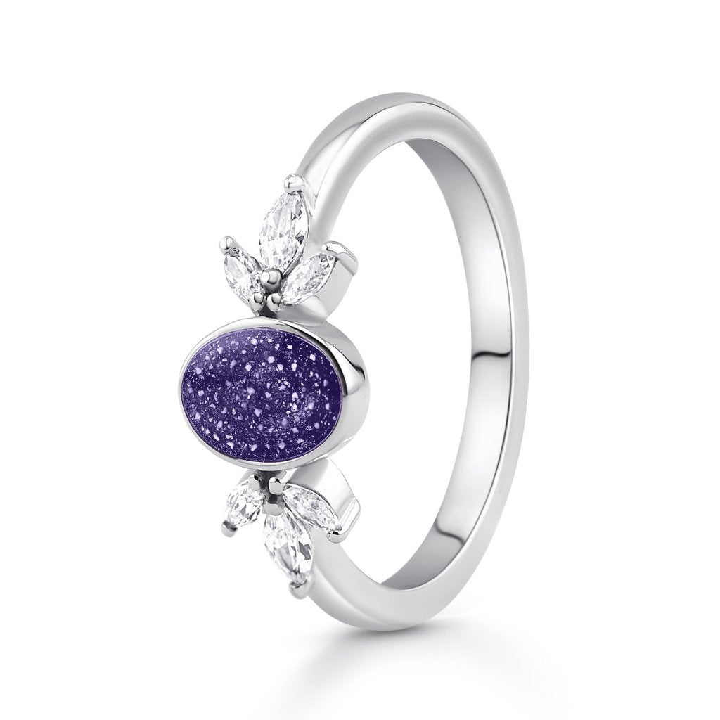 White Gold Blossom Oval Ashes Ring - MemoriesMade