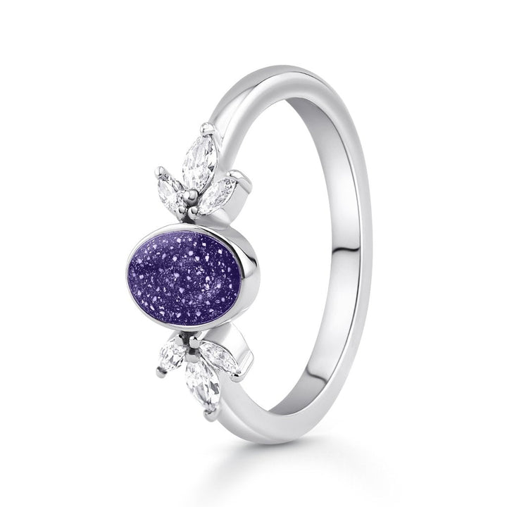 White Gold Blossom Oval Ashes Ring - MemoriesMade