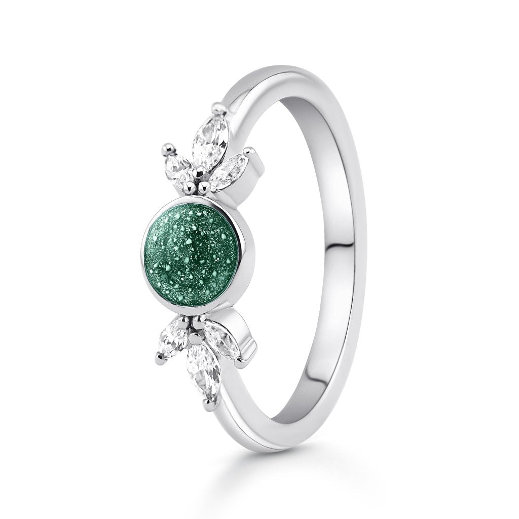 White Gold Blossom Tribute Ashes Ring - MemoriesMade