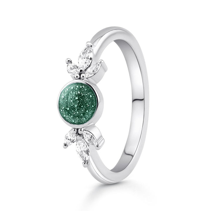 White Gold Blossom Tribute Ashes Ring - MemoriesMade