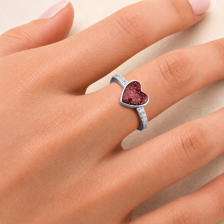 White Gold Celestial Heart Ashes Ring - MemoriesMade