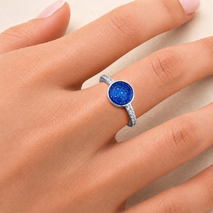 White Gold Celestial Tribute Ashes Ring - MemoriesMade