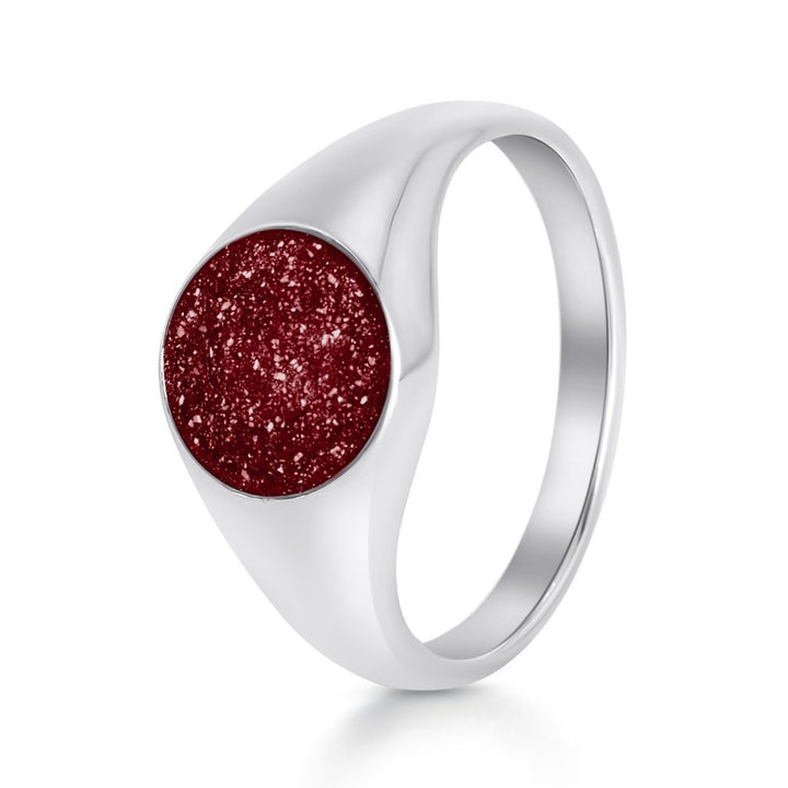 White Gold Classic Signet Ashes Ring - MemoriesMade