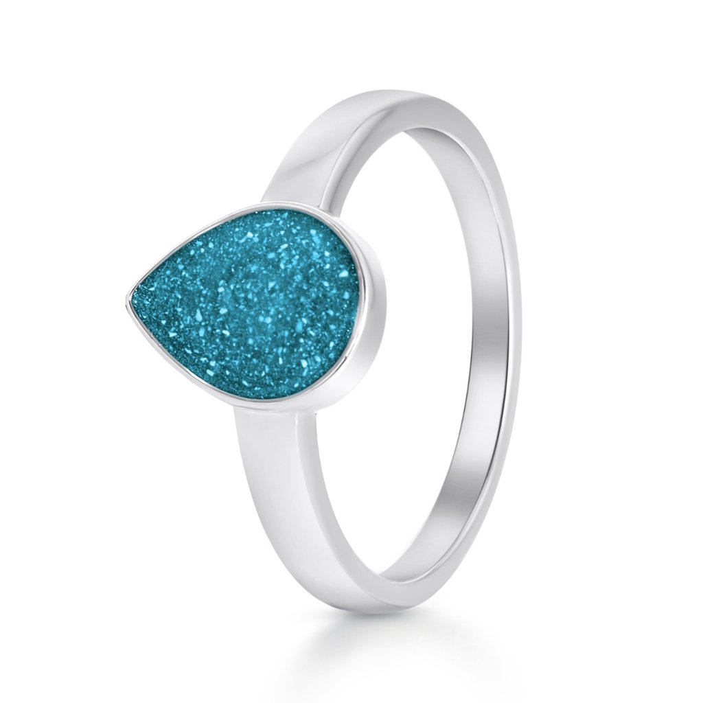 White Gold Classic Teardrop Ashes Ring - MemoriesMade