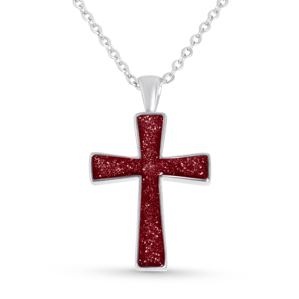 White Gold Cross Ashes Necklace - MemoriesMade