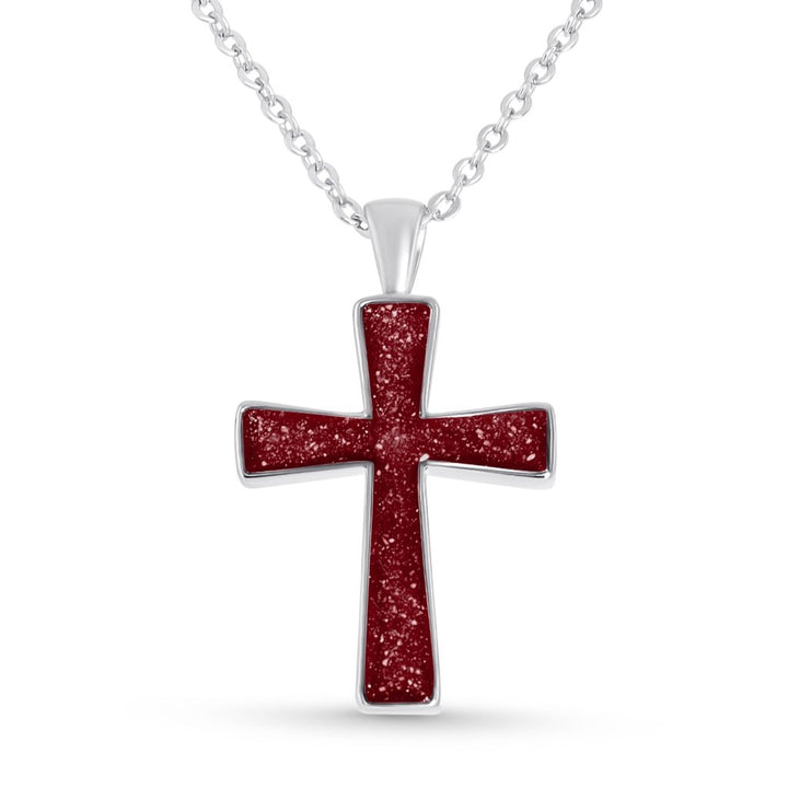 White Gold Cross Ashes Necklace - MemoriesMade