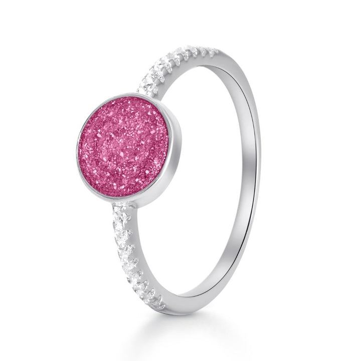 White Gold Crystal Set Tribute Ashes Ring - MemoriesMade