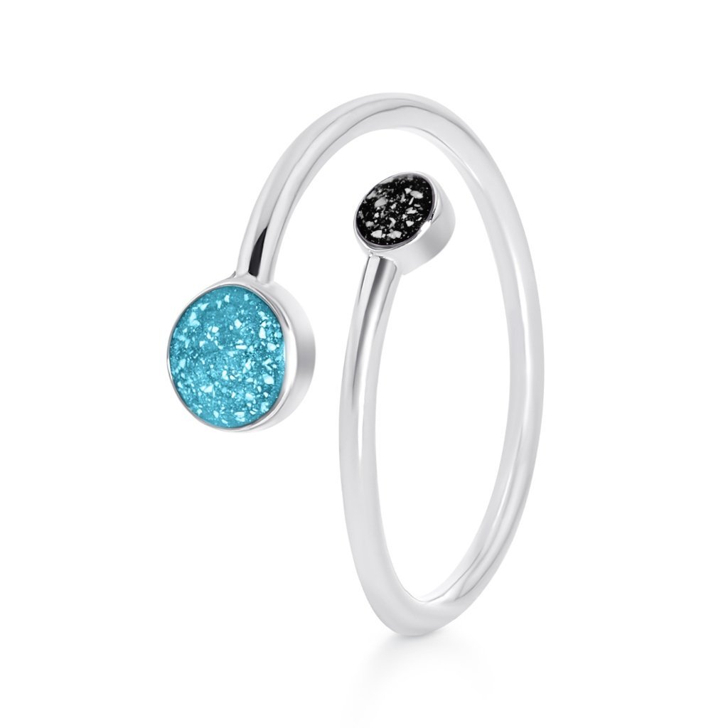 White Gold Dual Tribute Ashes Ring - MemoriesMade