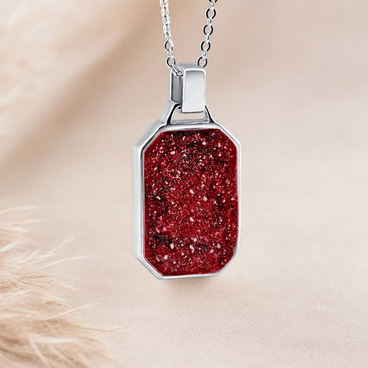 White Gold Edge-Cut Ashes Necklace - MemoriesMade