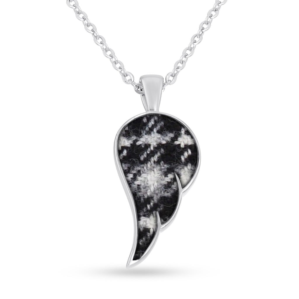 White Gold Fabric Keepsake Angel Wing Necklace - MemoriesMade