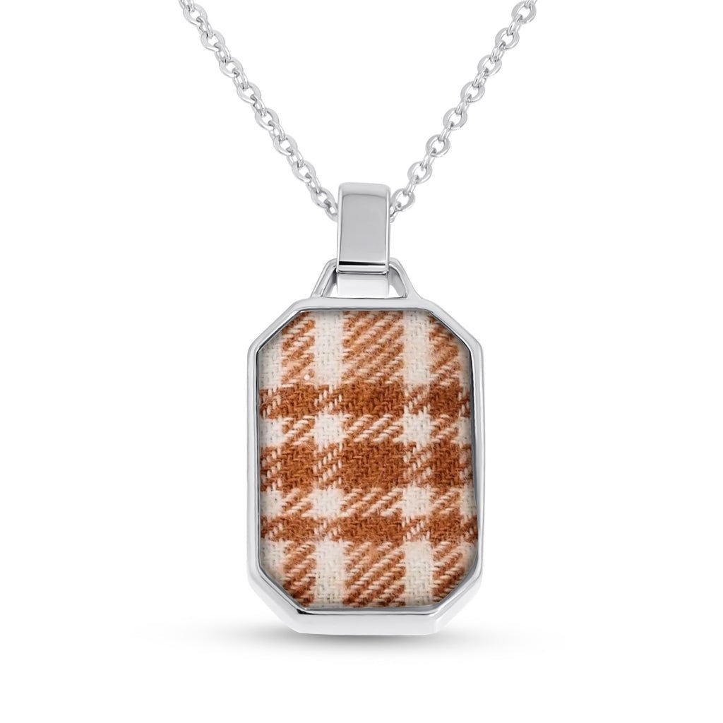 White Gold Fabric Keepsake Edge - Cut Necklace - MemoriesMade