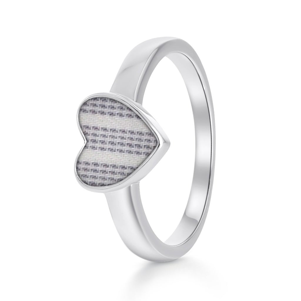 White Gold Fabric Keepsake Heart Ring - MemoriesMade