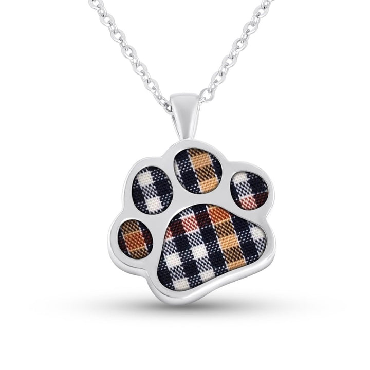White Gold Fabric Keepsake Pawprint Necklace - MemoriesMade
