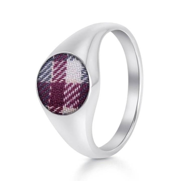 White Gold Fabric Keepsake Signet Ring - MemoriesMade