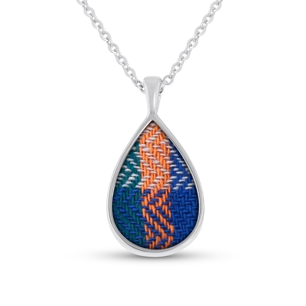 White Gold Fabric Keepsake Teardrop Necklace - MemoriesMade