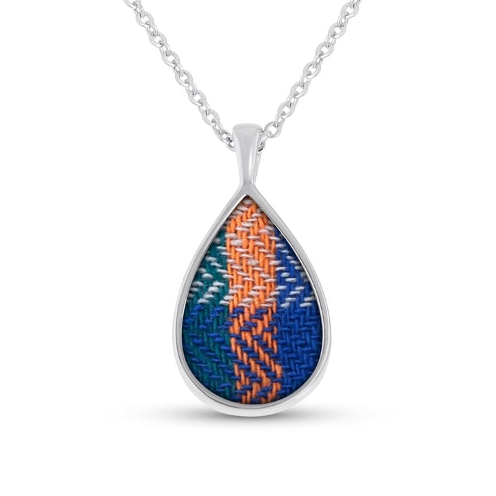 White Gold Fabric Keepsake Teardrop Necklace - MemoriesMade