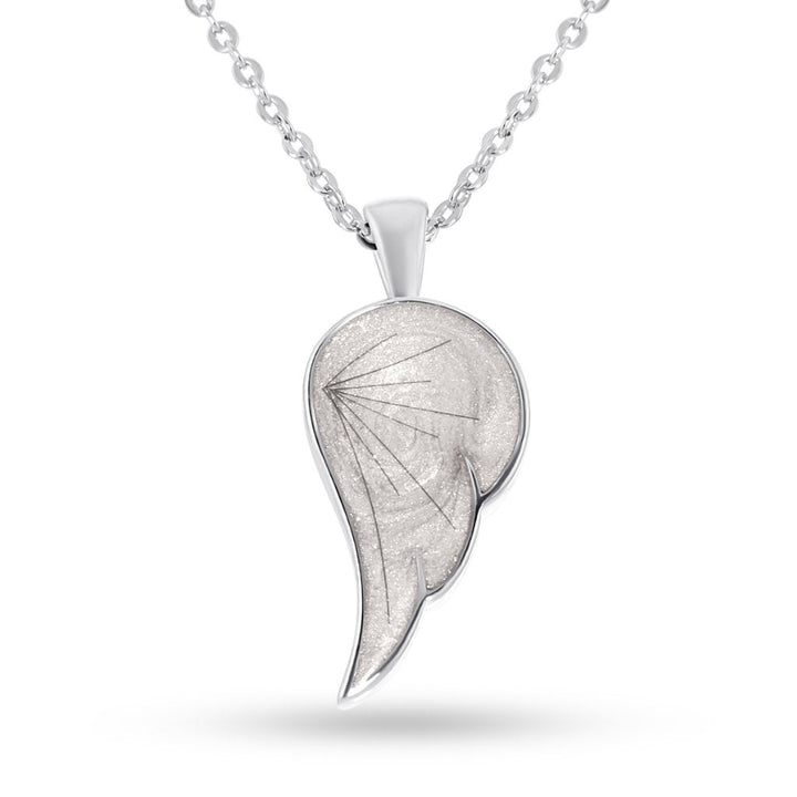 White Gold Hair Keepsake Angel Wing Necklace - MemoriesMade
