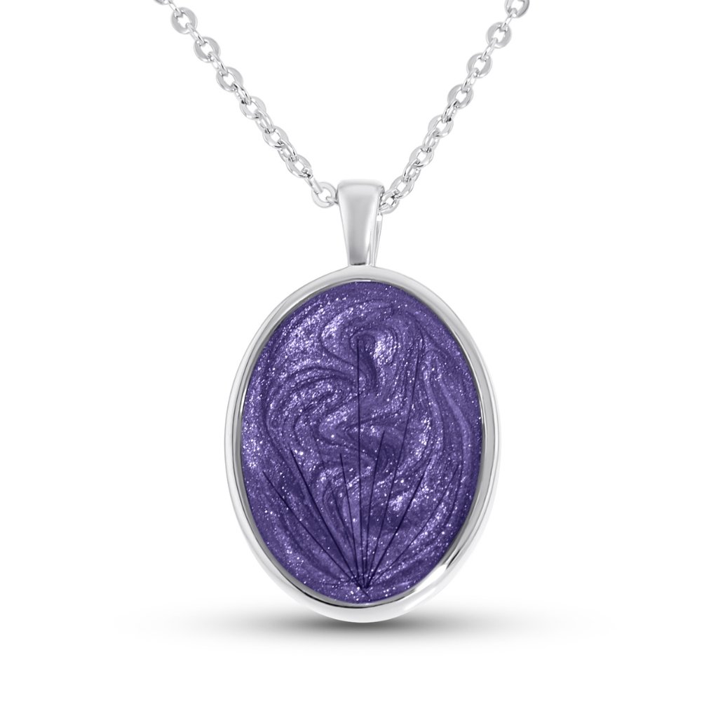 White Gold Hair Keepsake Oval Necklace - MemoriesMade