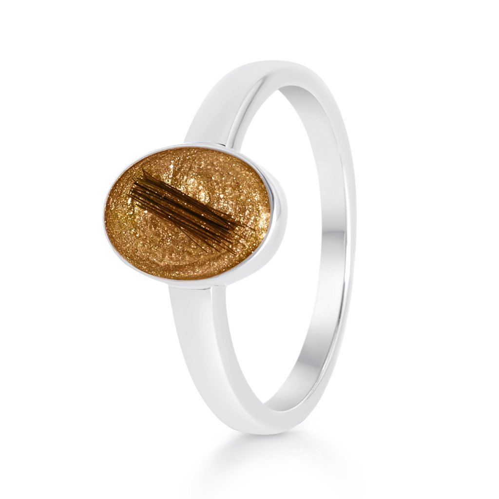 White Gold Hair Keepsake Oval Ring - MemoriesMade