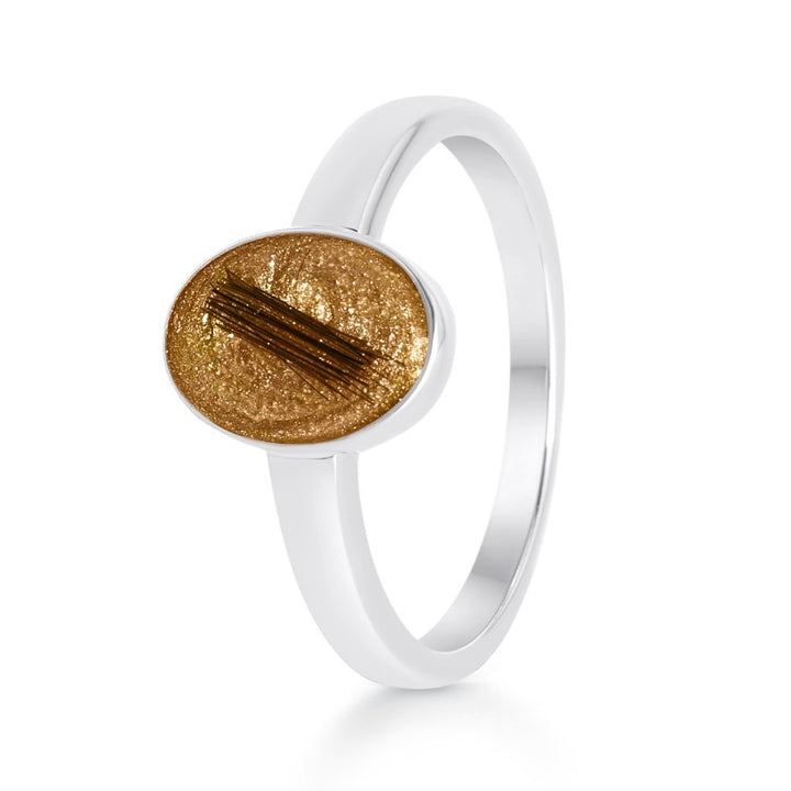 White Gold Hair Keepsake Oval Ring - MemoriesMade