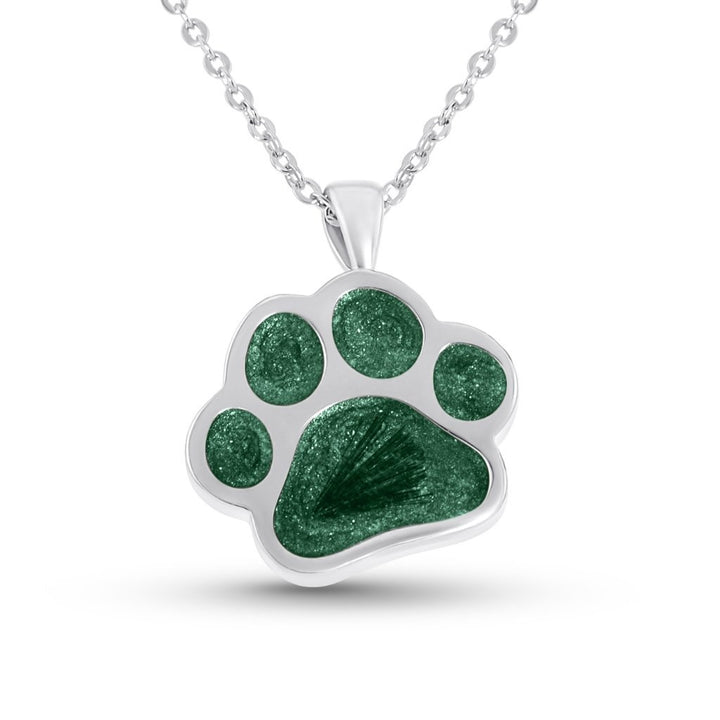 White Gold Hair Keepsake Pawprint Necklace - MemoriesMade